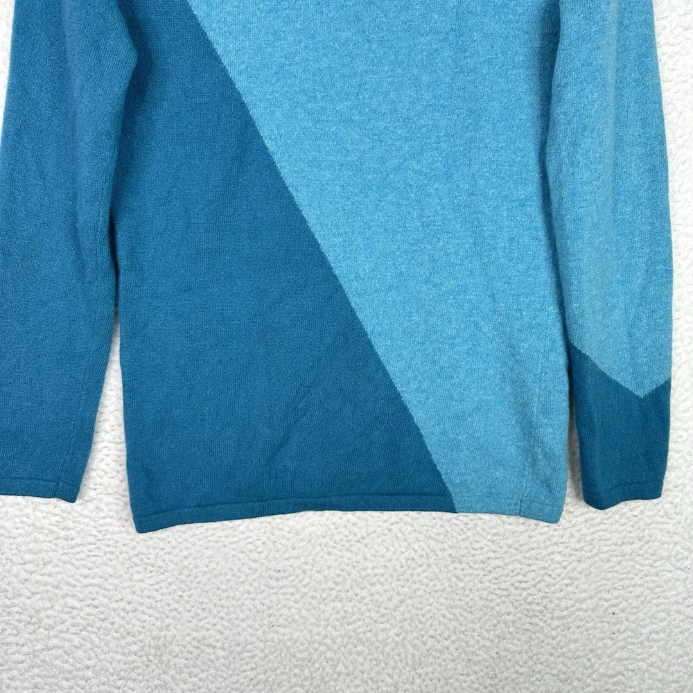 Lauren Hansen 100%‎ Cashmere Colorblock Sweater Women's Blue Pullover Luxury